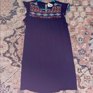 Savanna Jane Navy Mini Dress with Multicolor Embroidered Yoke